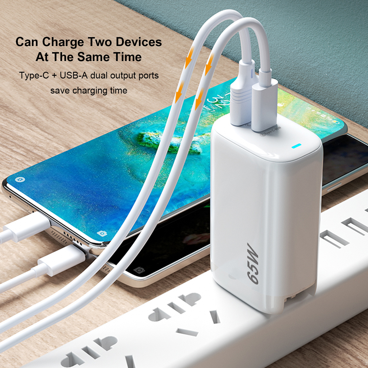 GaN 3-Port Power Adapter with Foldable Plug 8