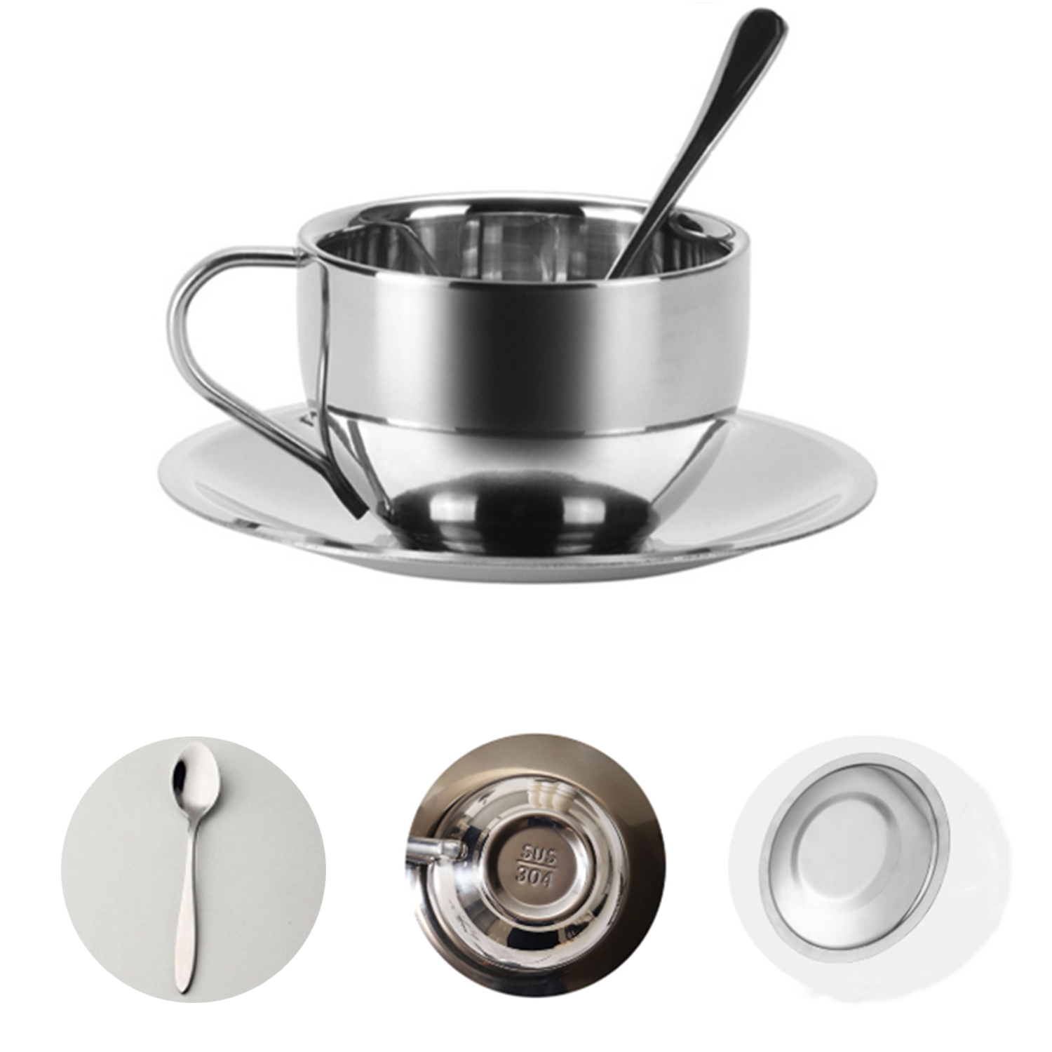6oz Stainless Steel Coffee Cup Set 6