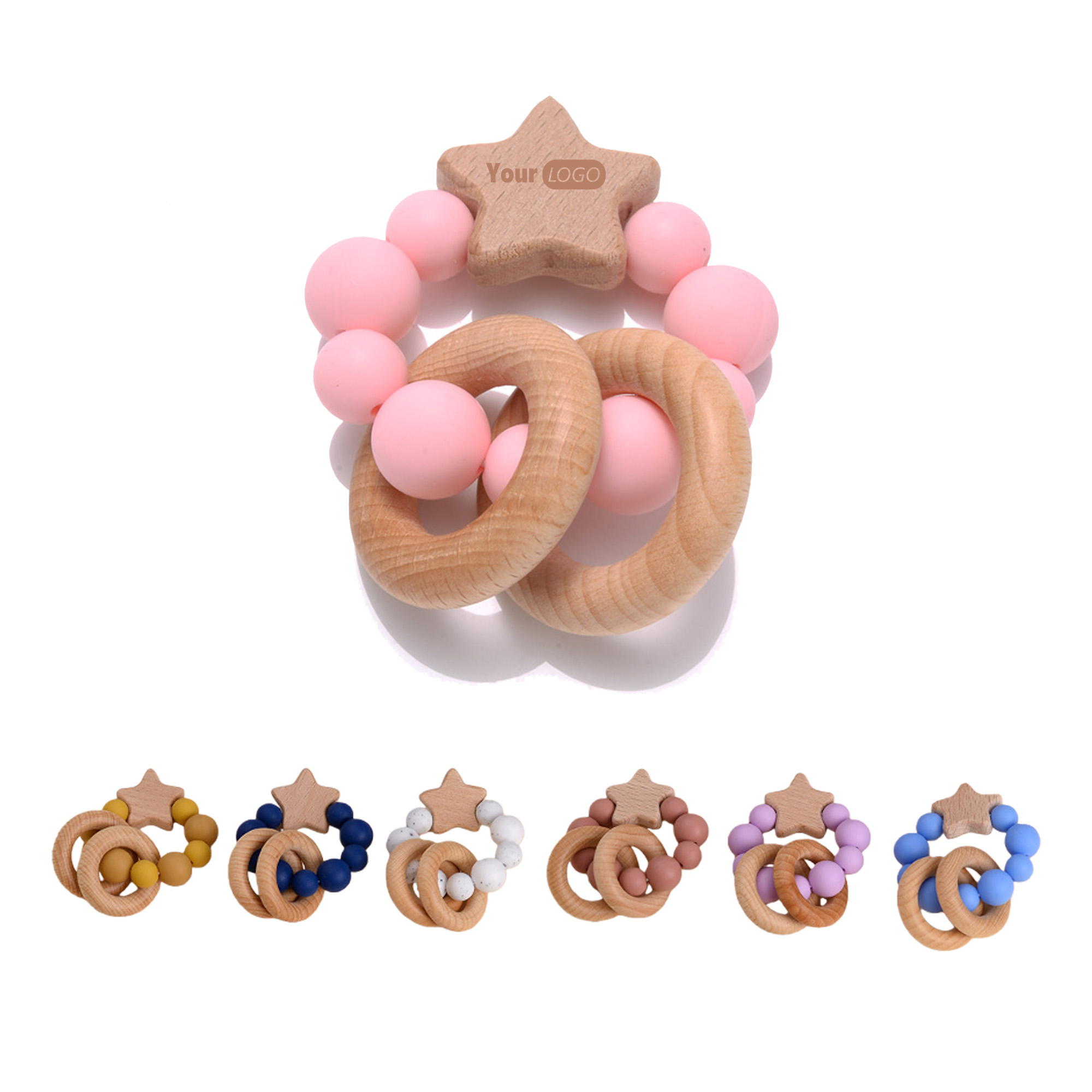 Custom Logo Beechwood Baby Teether 2