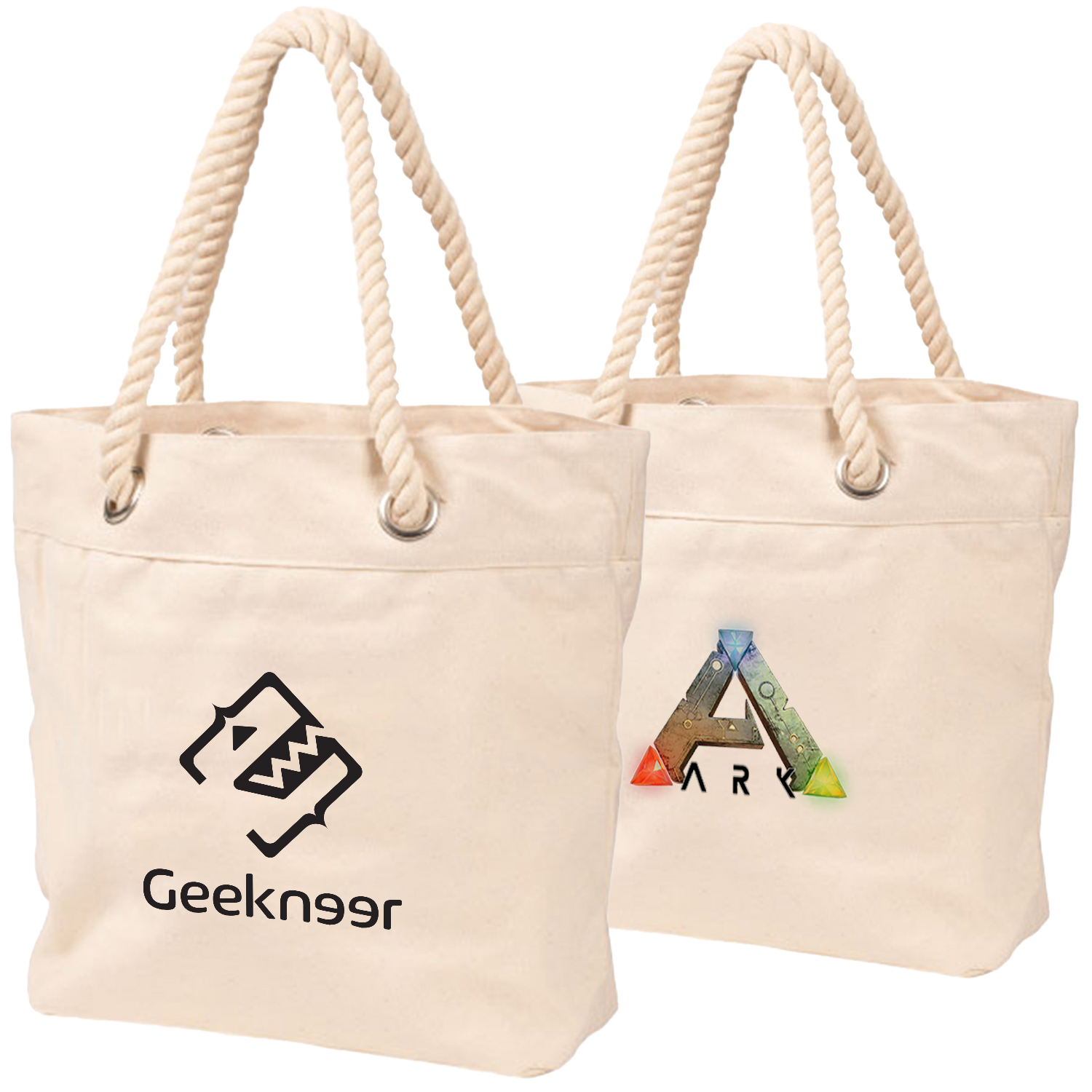 Heavy-Duty Cotton Canvas Tote Bag W/ Rope Handle 14 Oz. Canvas Bags, custom tote bag with logo imprint 7
