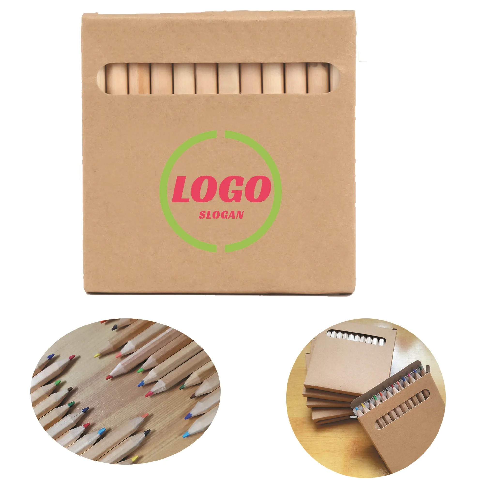 12-Piece Colored Pencil Kraft Paper Box Set MOQ50pcs