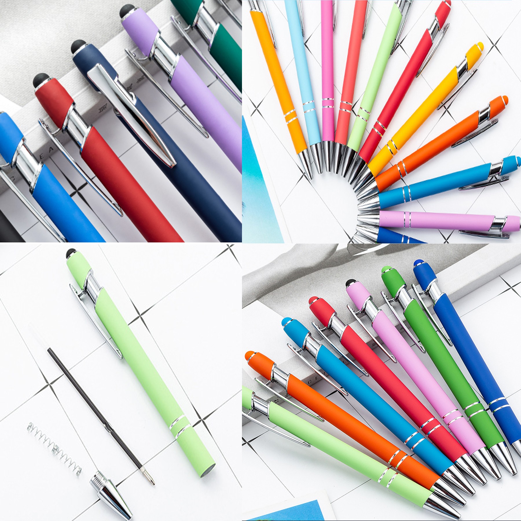 Colorful Stylus Metal Pen/Rubberized Aluminum Pole Stylus Pen 2