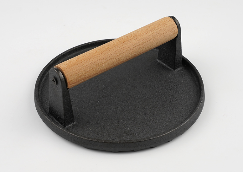 Cast Iron Smash Burger Press With Wood Handle 7