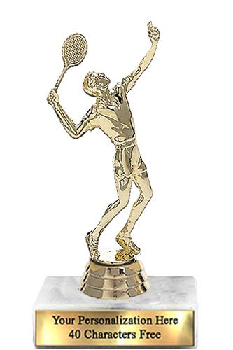 Trophy: 7", 2x3 white marble base, Tennis Male Gol 2