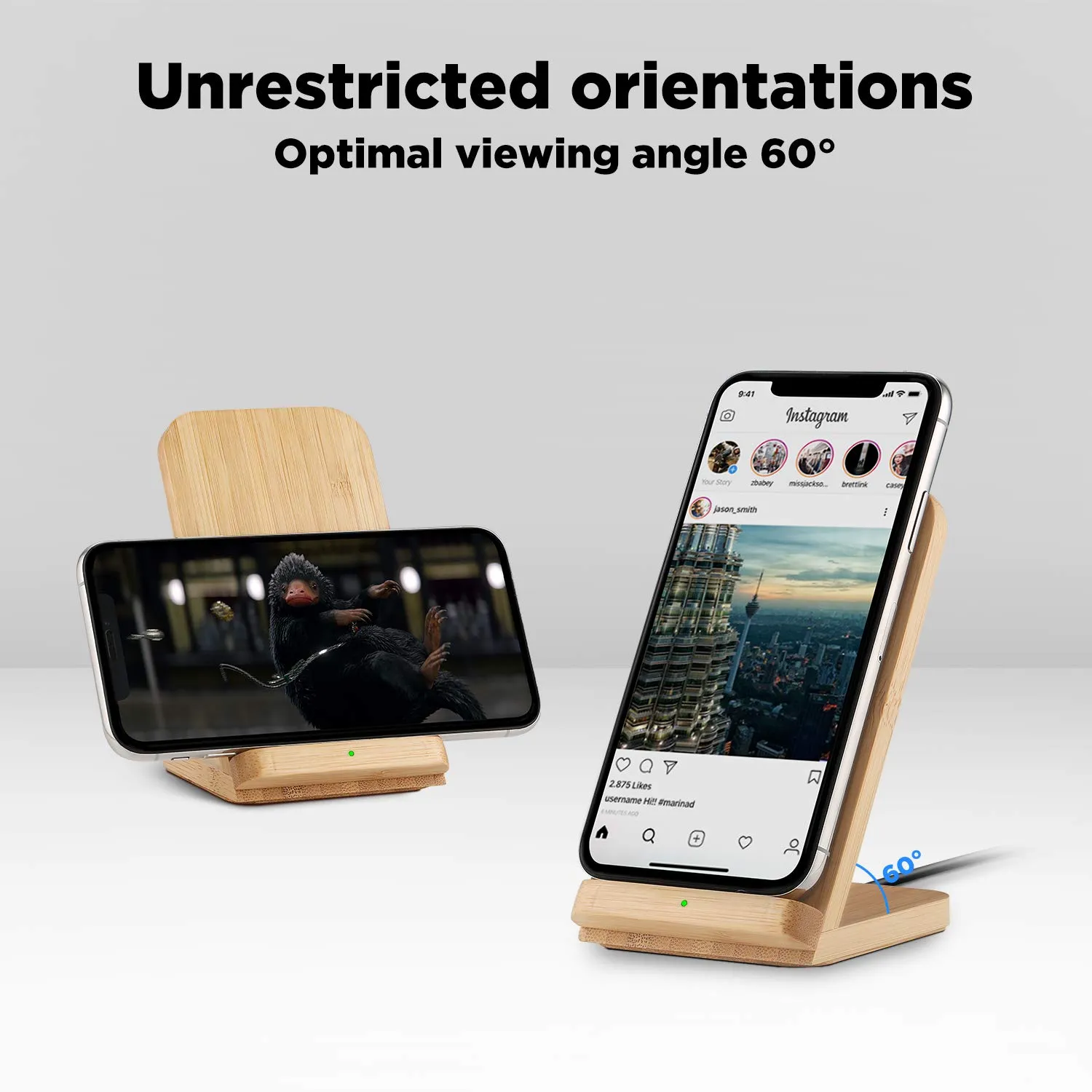 Bamboo Fast Wireless Charger Stand Wood 6
