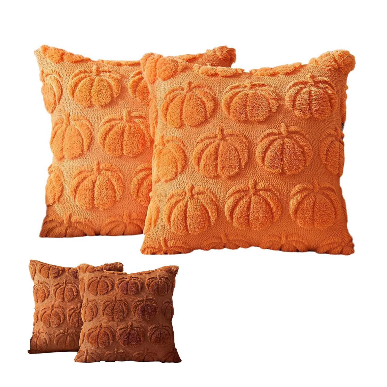 Throw Pillow Covers Pumpkin Fall Decorative Soft Fur 3