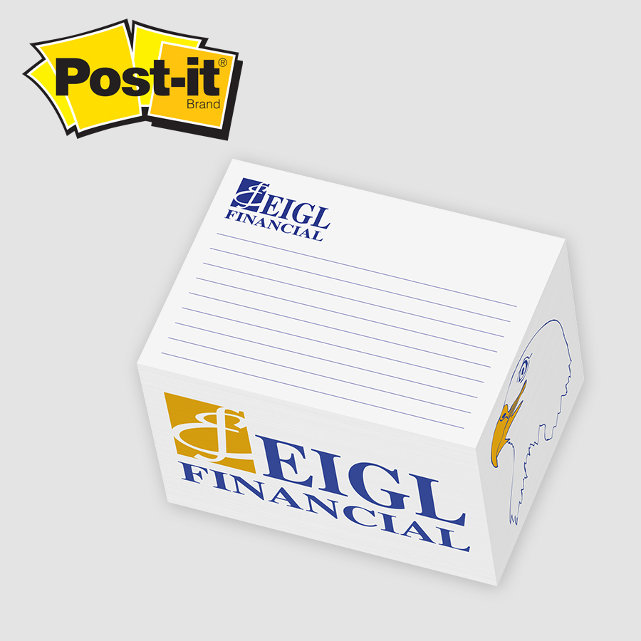 Post-it® Custom Printed Rectangle Notes Cube - 3" x 4" x 2-3/4" 1
