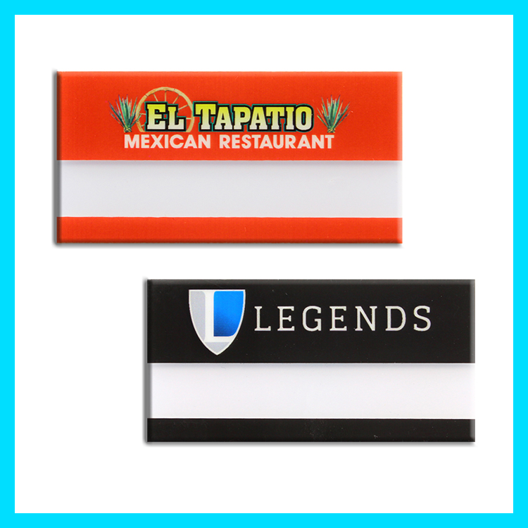 The Plato full color reusable name badge. 1.5"x3" 1