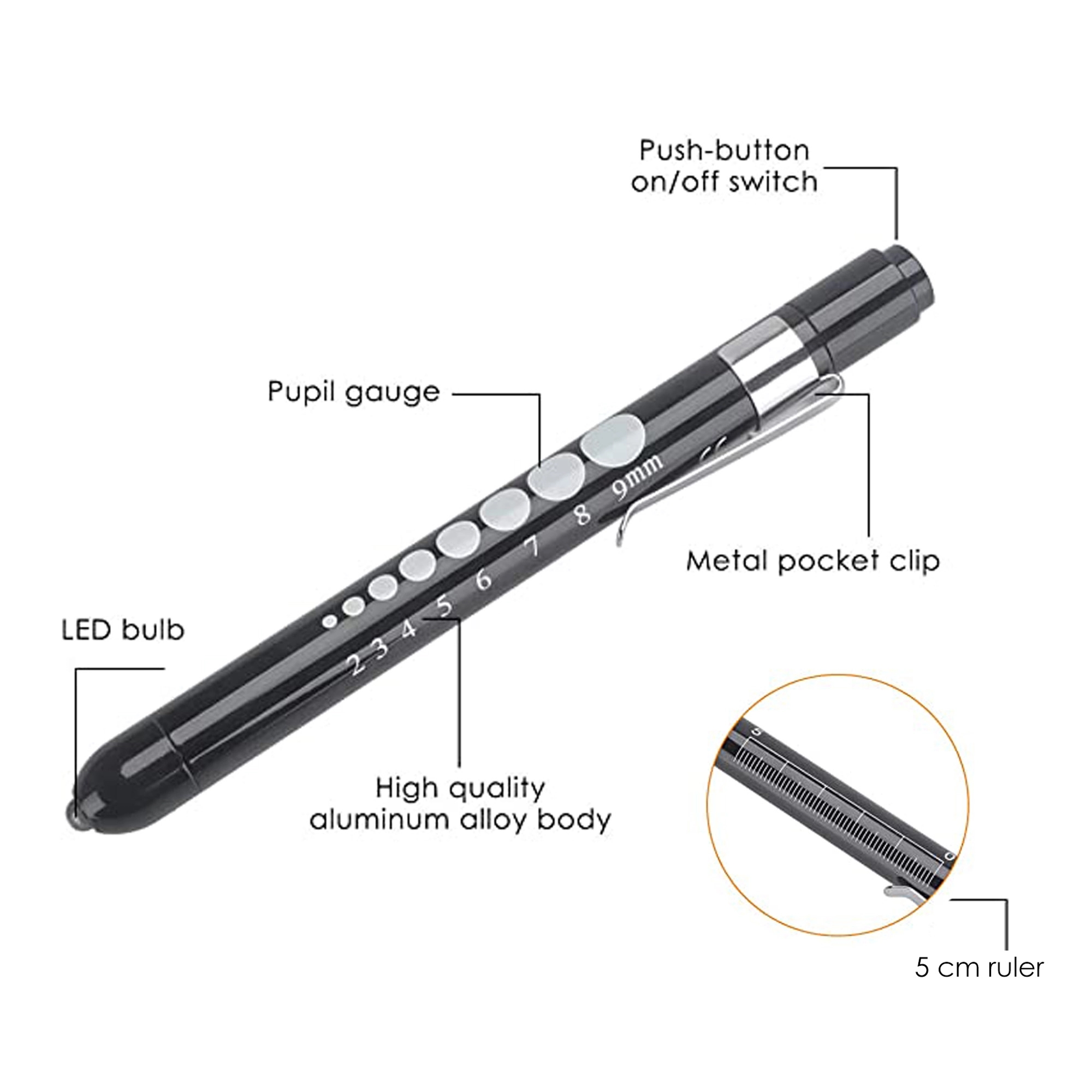 LED Medical Penlight with Pupil Gauge MOQ50 2