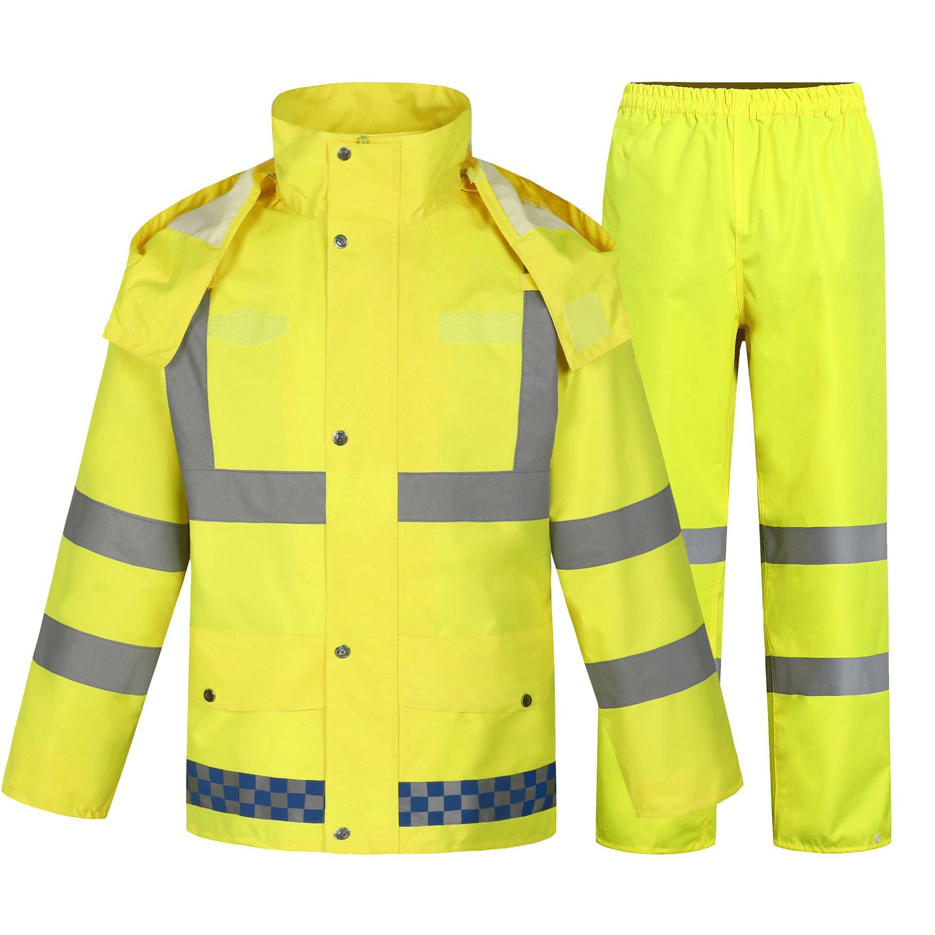 300D Oxford Waterproof Reflective Raincoat Suit 5