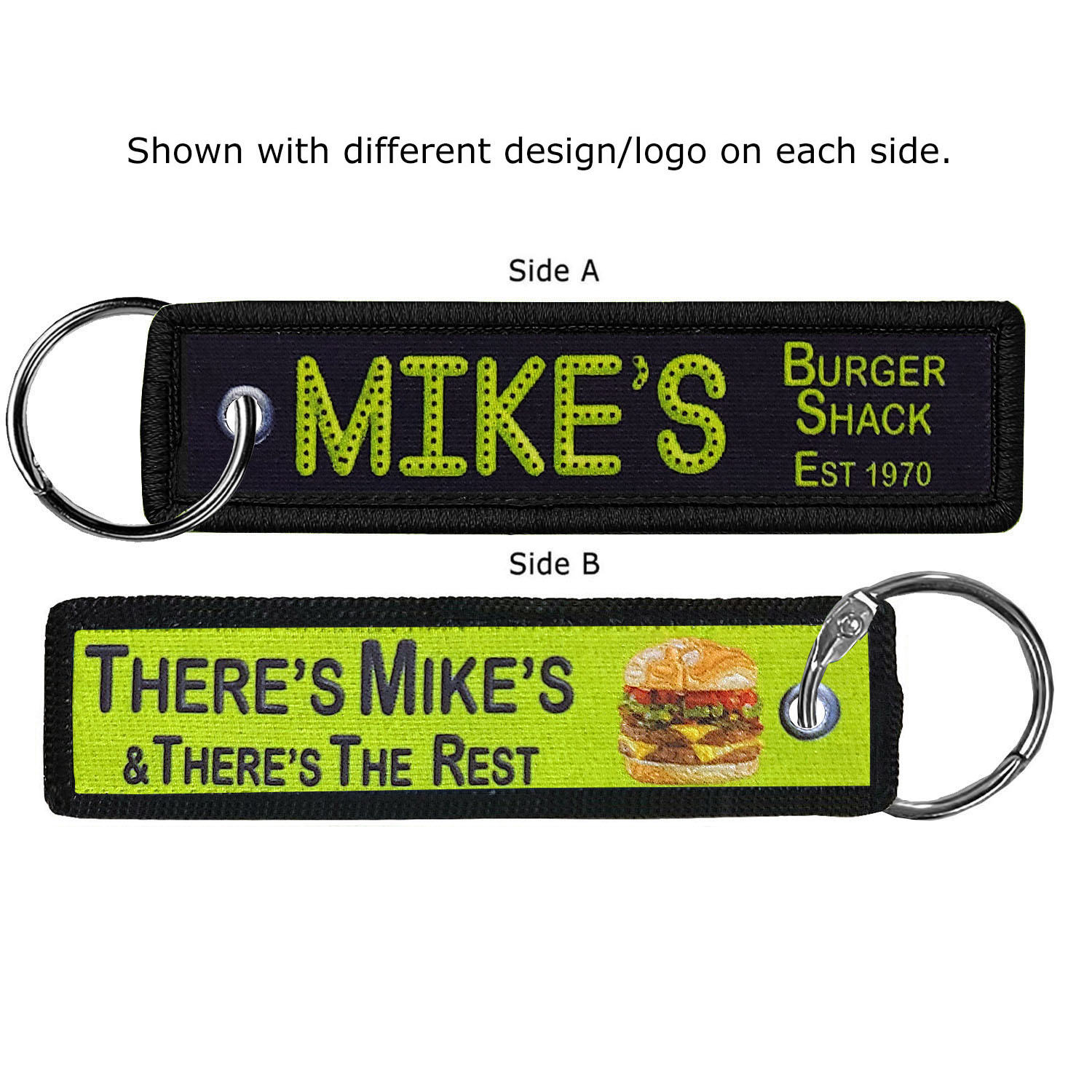 1" x 4" Two Sided 4CP Dye Sub Medium Size Key Ring with Merrow Border 1