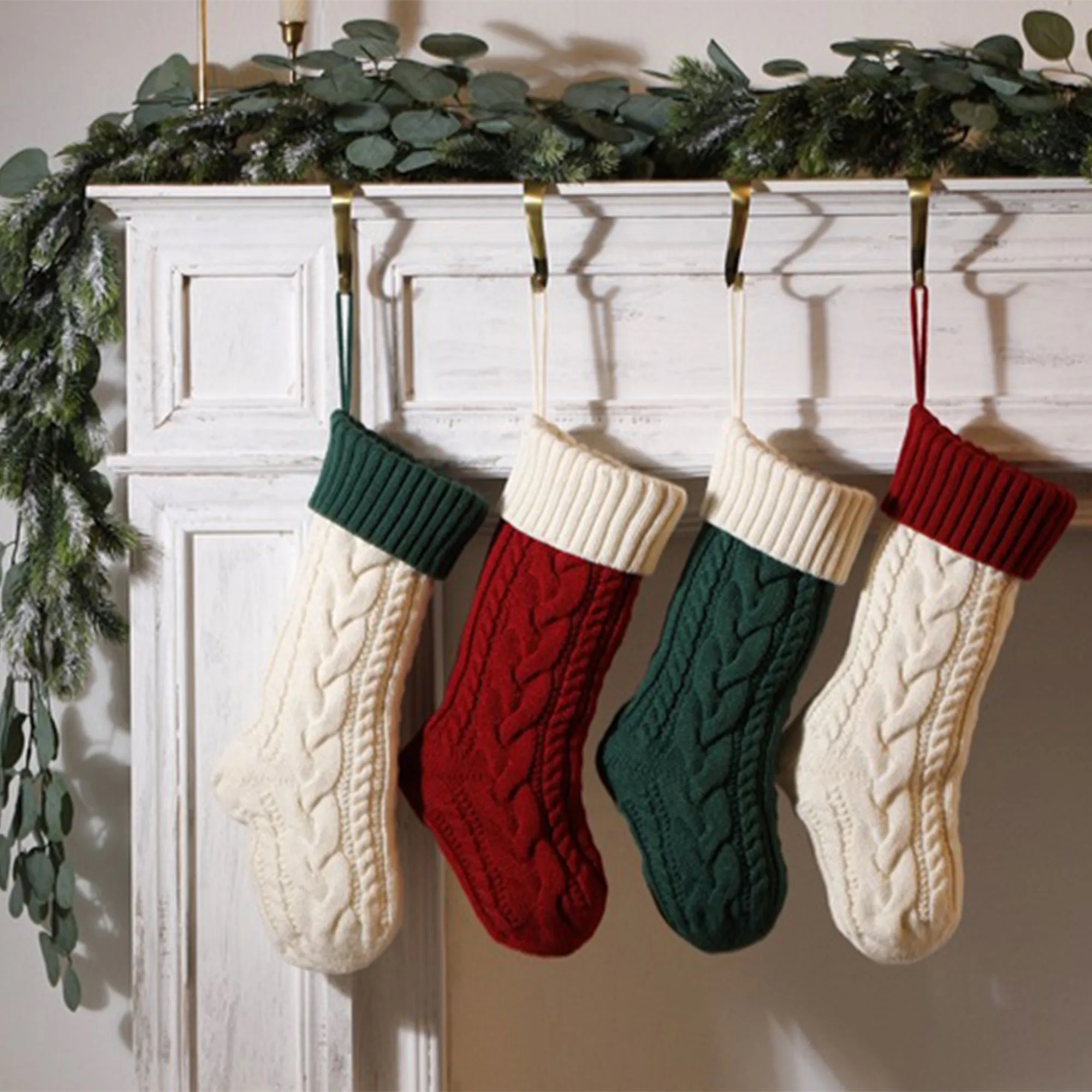 Festive Large Knitted Christmas Stocking Decor 5