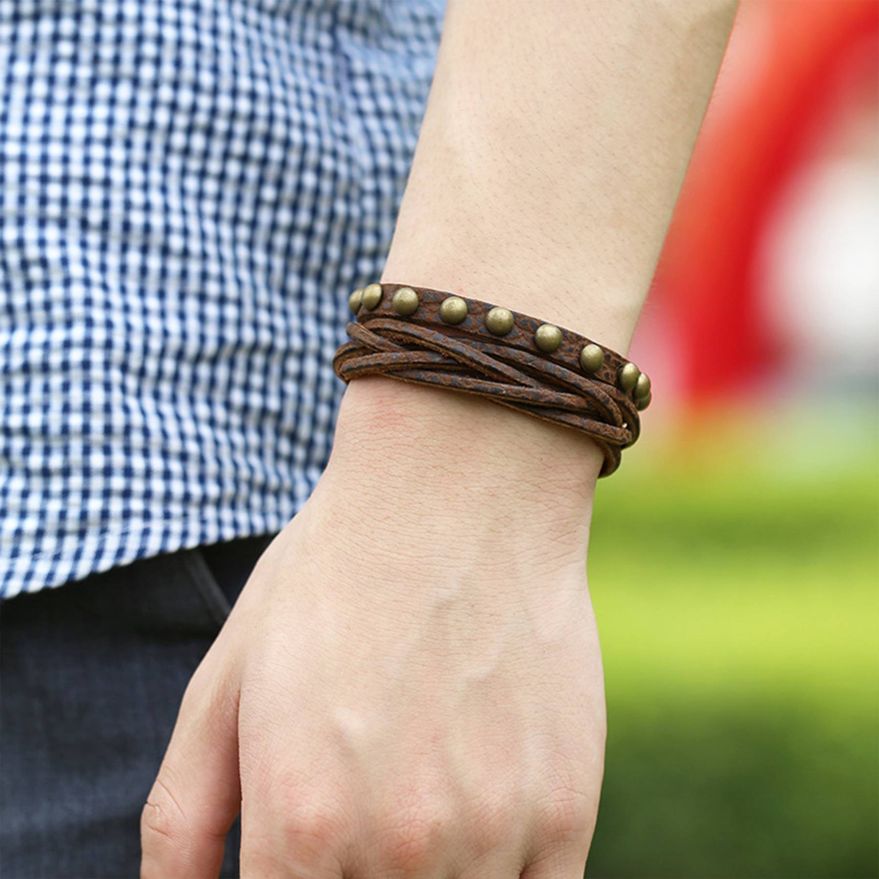 PU Vintage pebbled weave bracelet 6