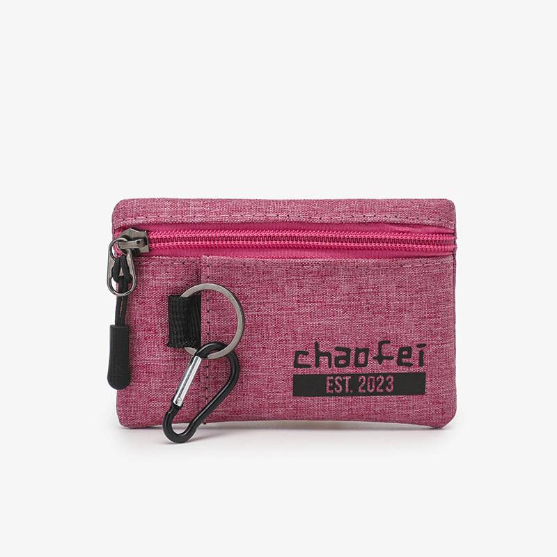 Compact Oxford Zipper Purse Pouch w/ Key Ring 12