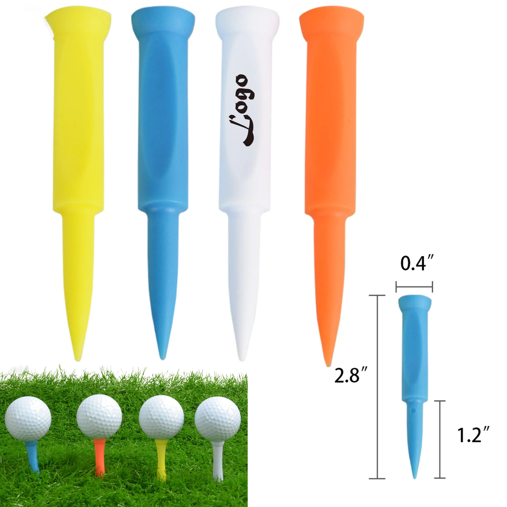 MOQ 100PCS Custom Logo Printed Colored Plastic Golf Tees 2