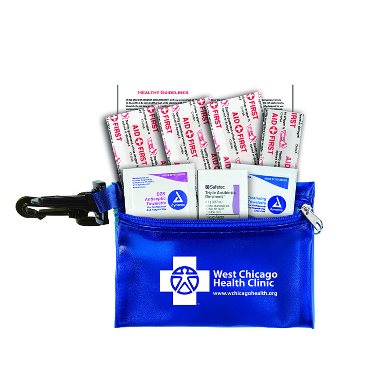 "PARKWAY 7" Piece First Aid Kit inTranslucent Zipper Kit with Plastic Carabiner Attachment 17