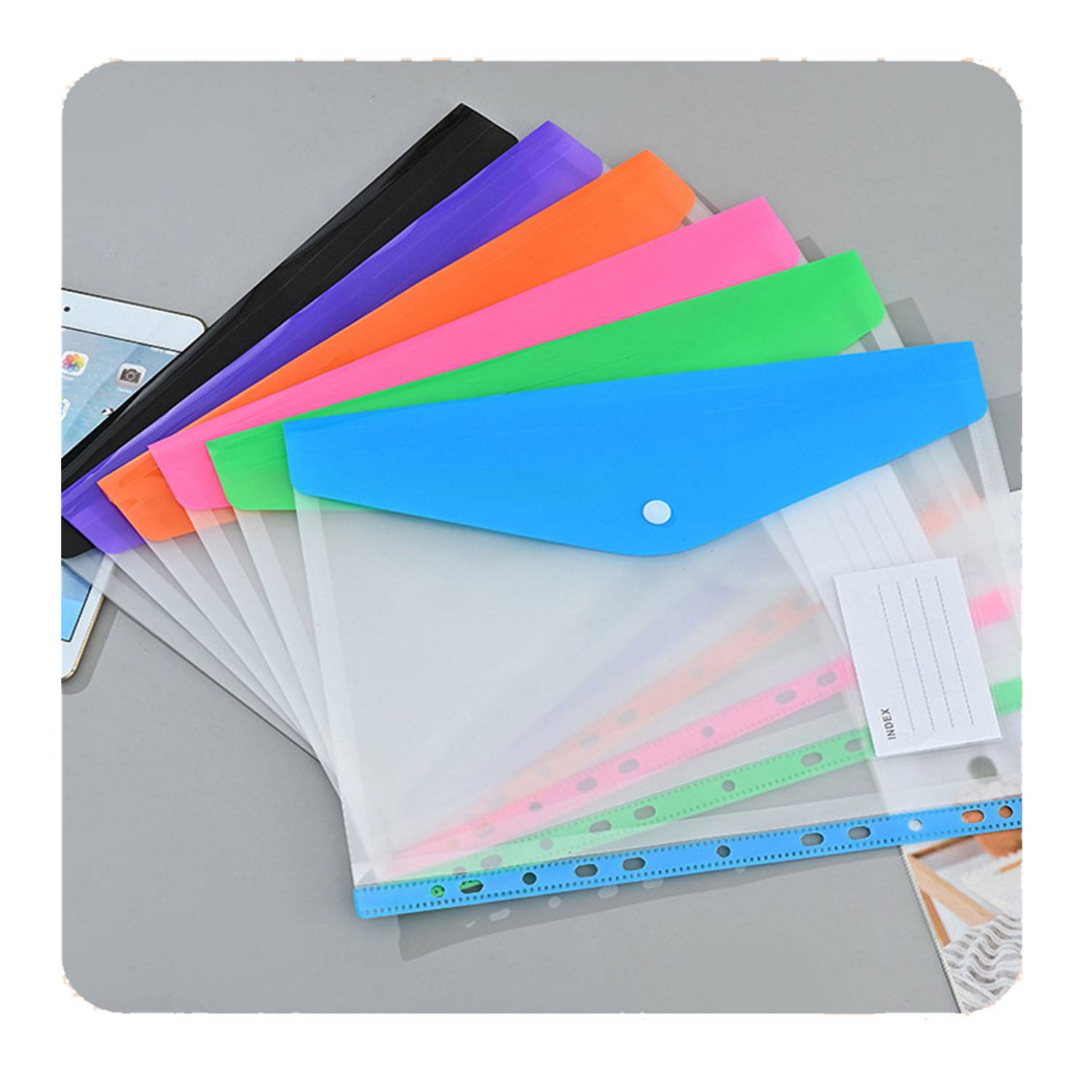 Plastic Document Snap Button Office File Folder 6