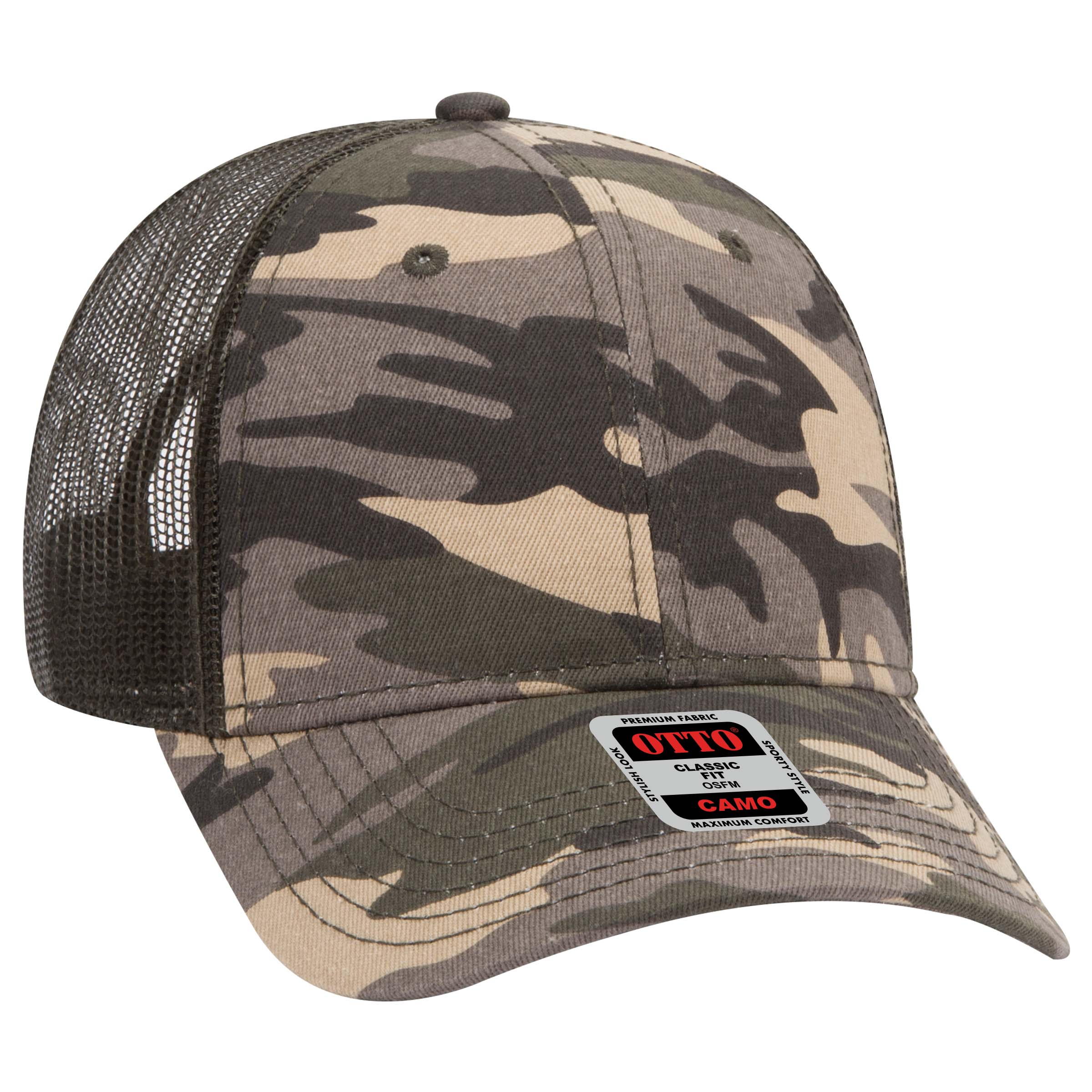 OTTO CAP® Camouflage 6 Panel Low Profile Mesh Back Trucker Hat 20