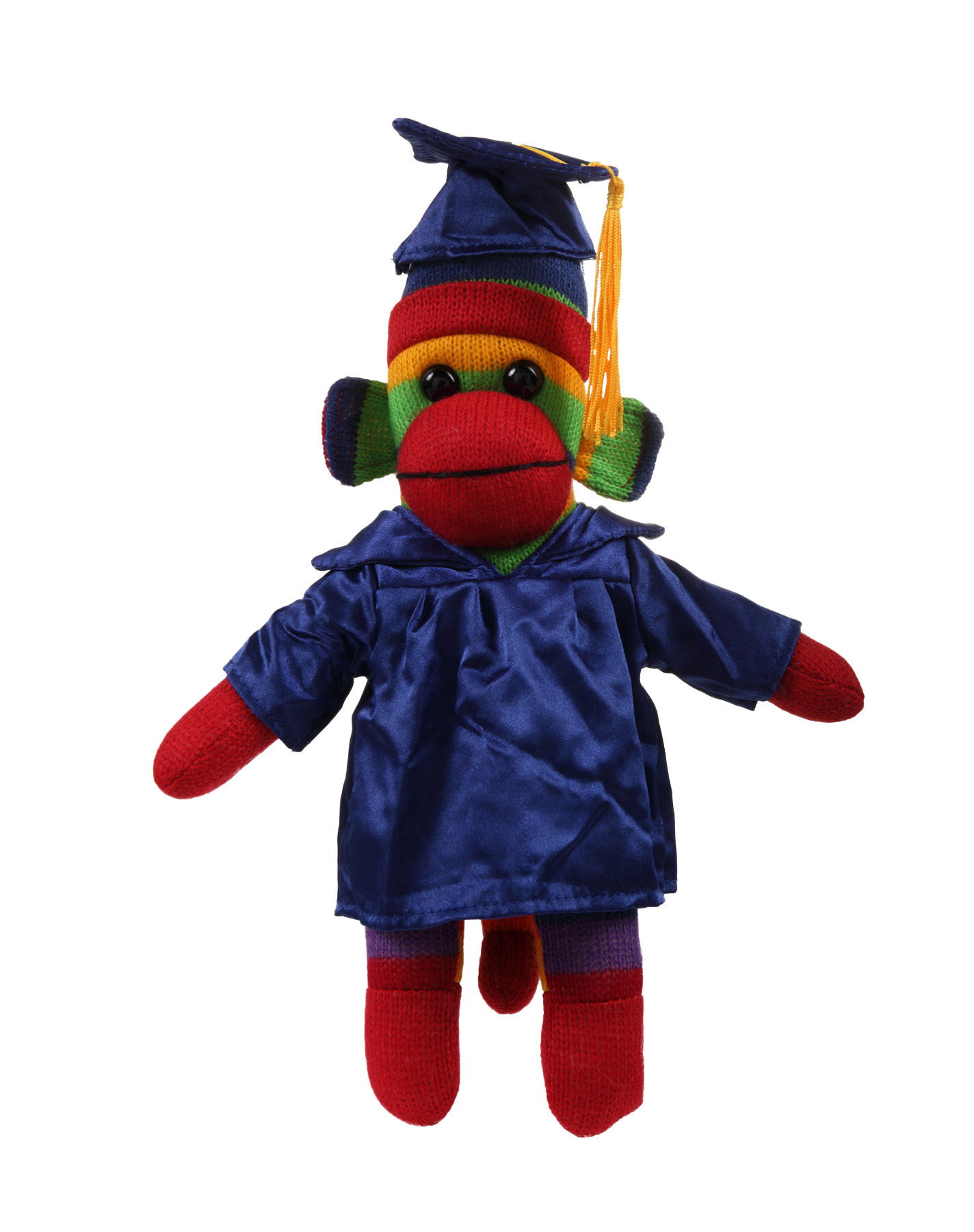 Rainbow Sock Monkey (Plush) in Graduation Cap & Gown 2