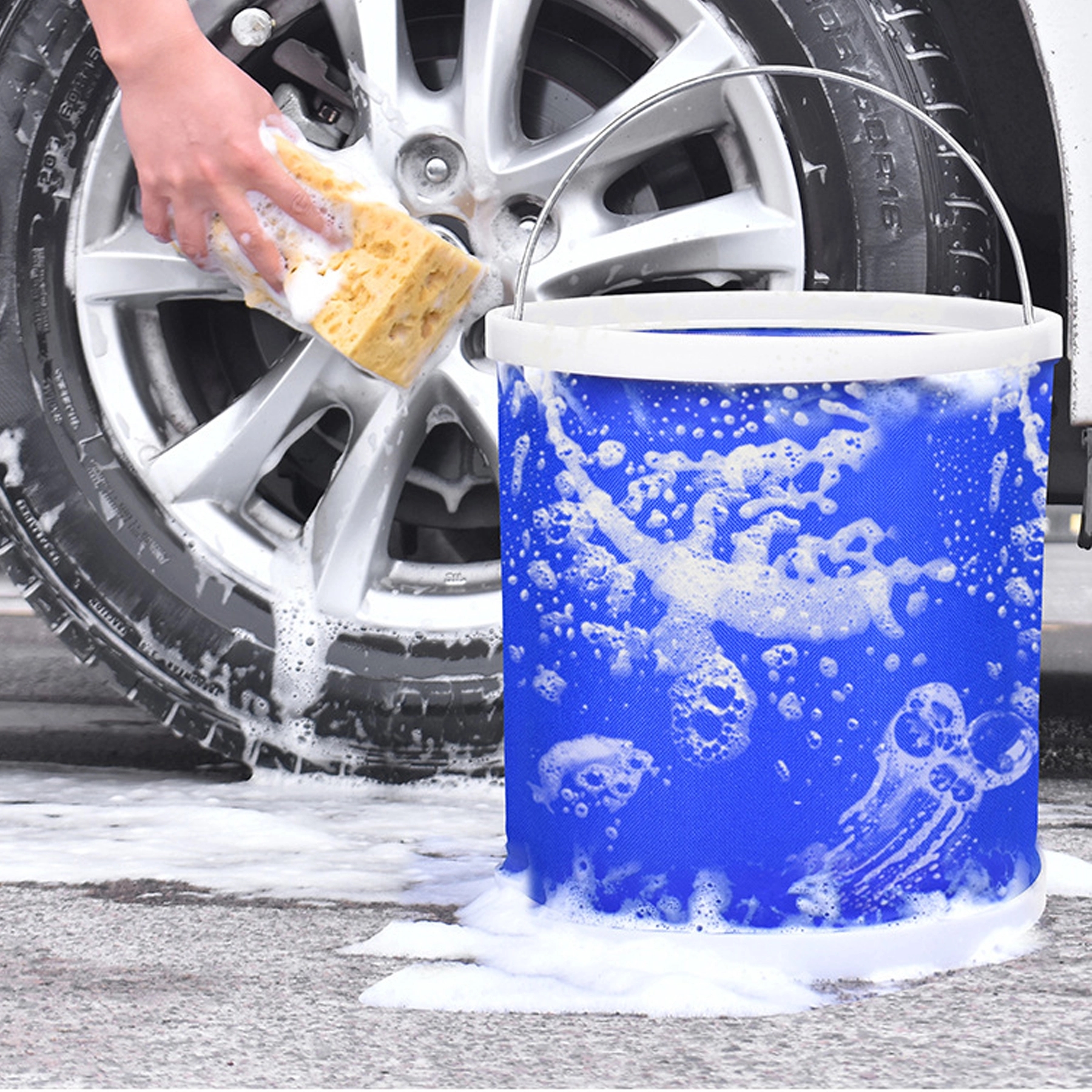 Car Wash Portable Collapsible Folding Bucket For Cleaning 4