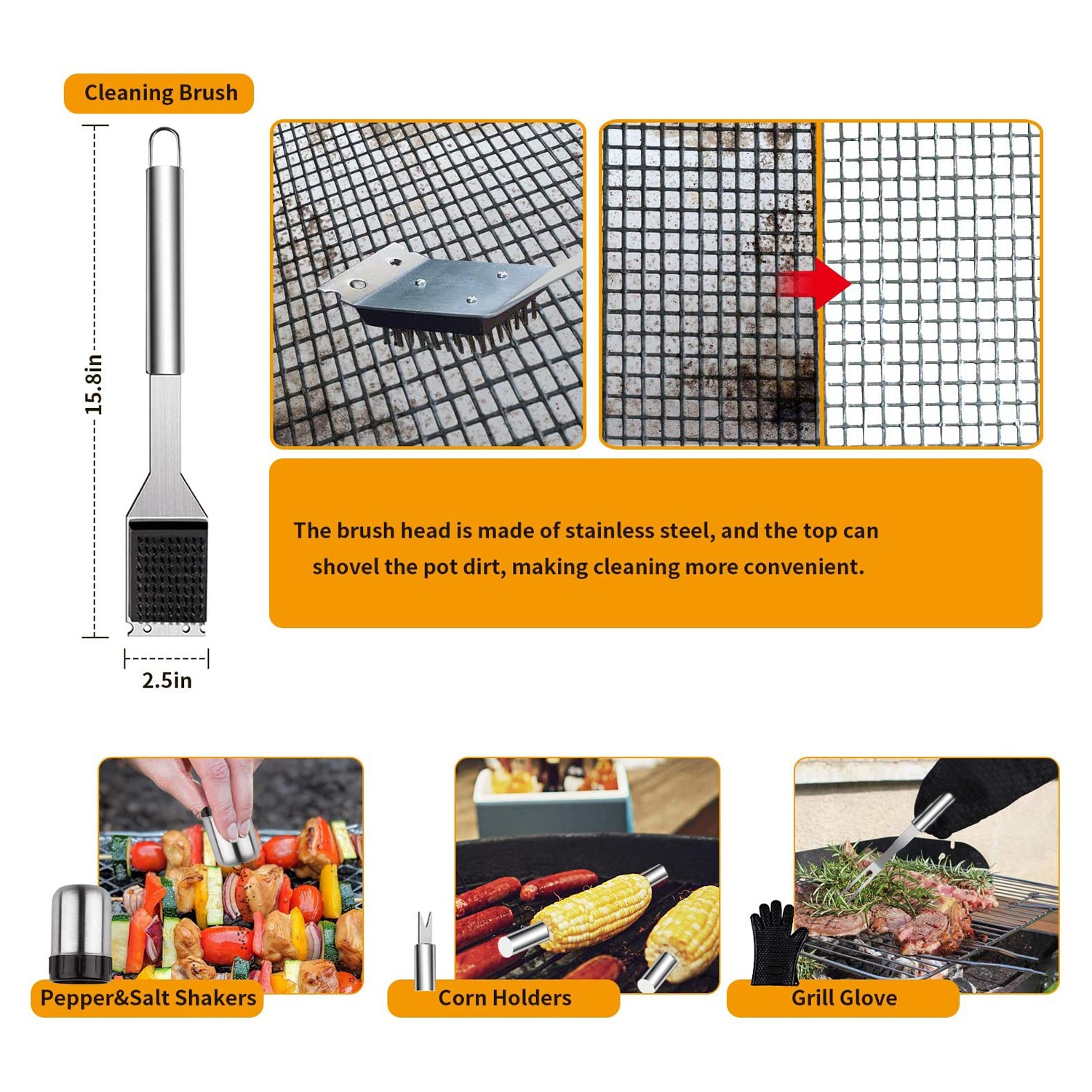 26 Pcs Stainless Steel Grilling 3