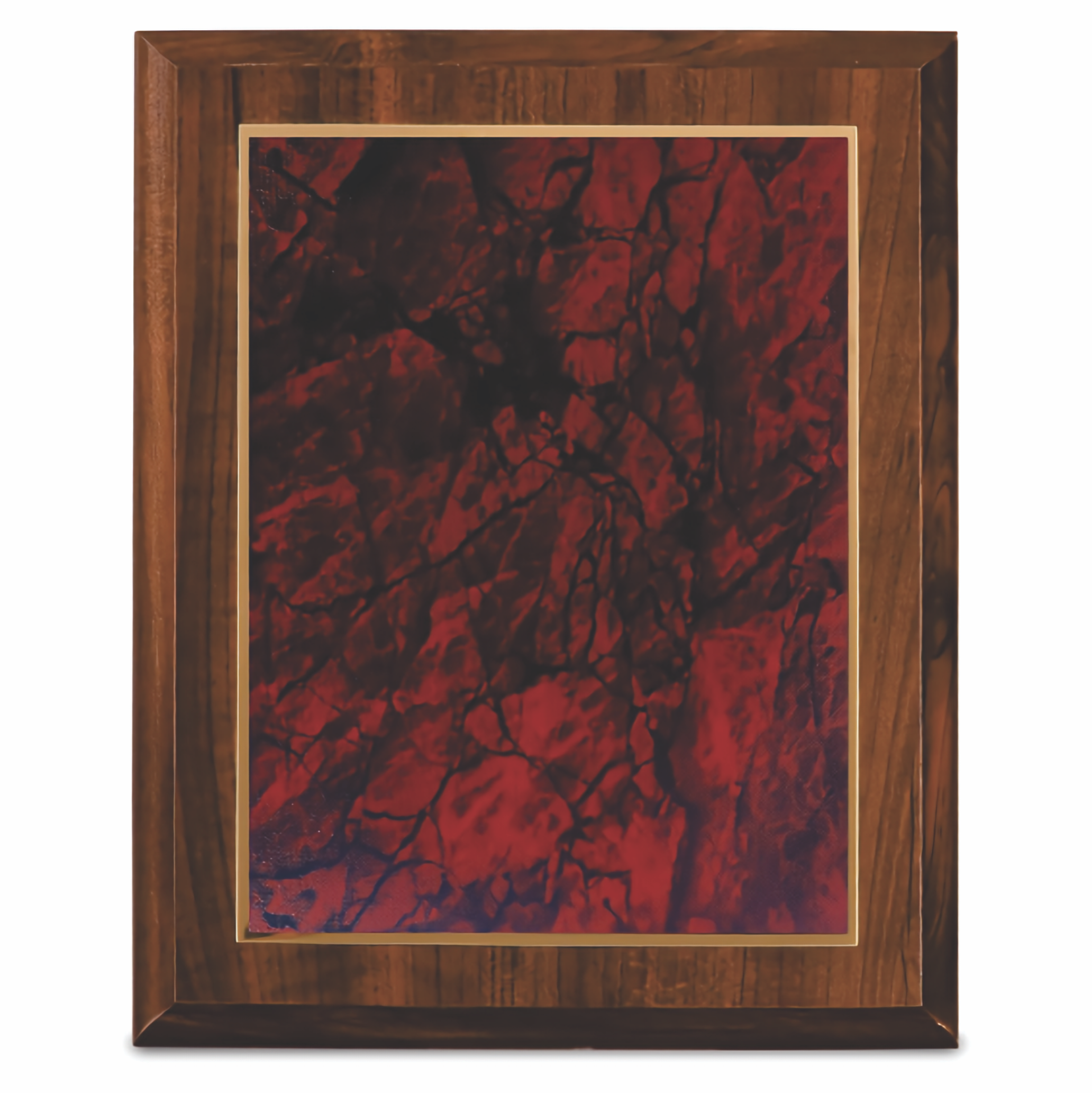 Cherry Finish Wood Plaque with Red Marbleized Plate 5