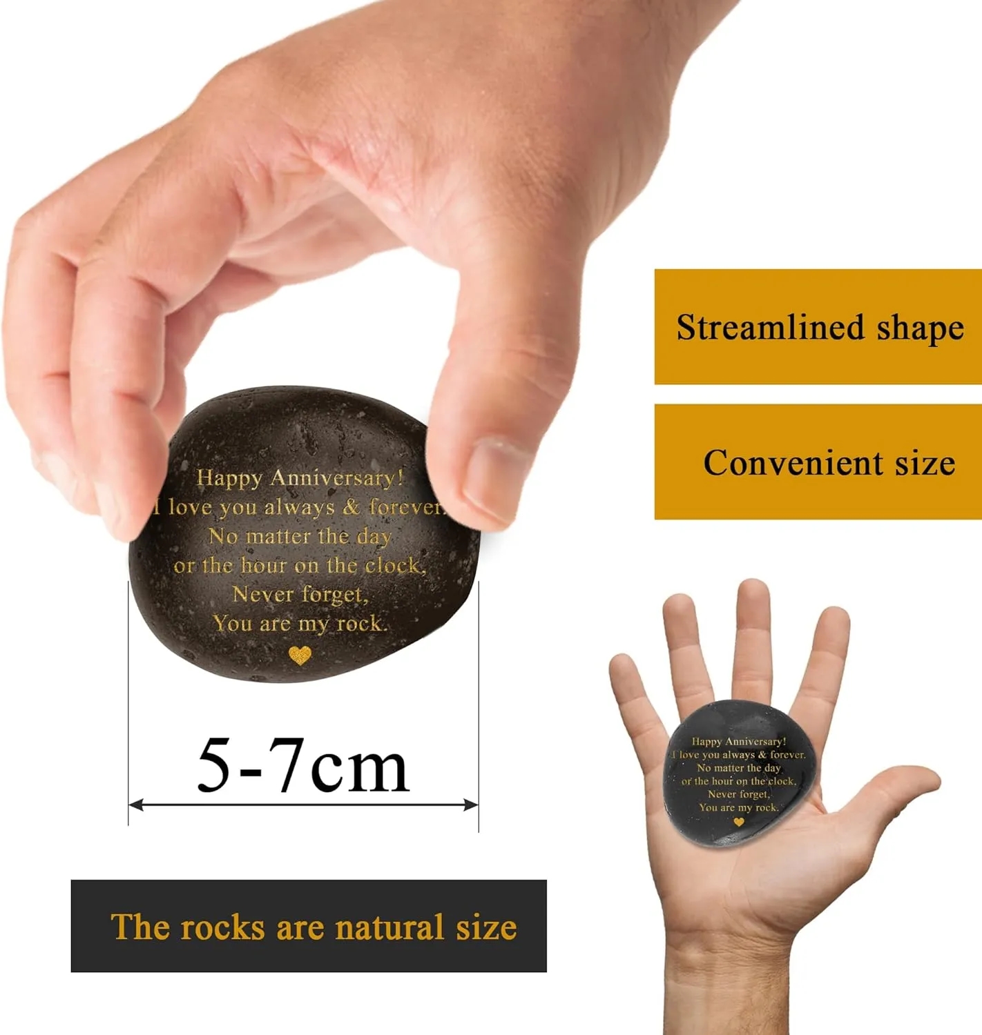 Anniversary Custom Engraved Natural Rock Gift with Words 2