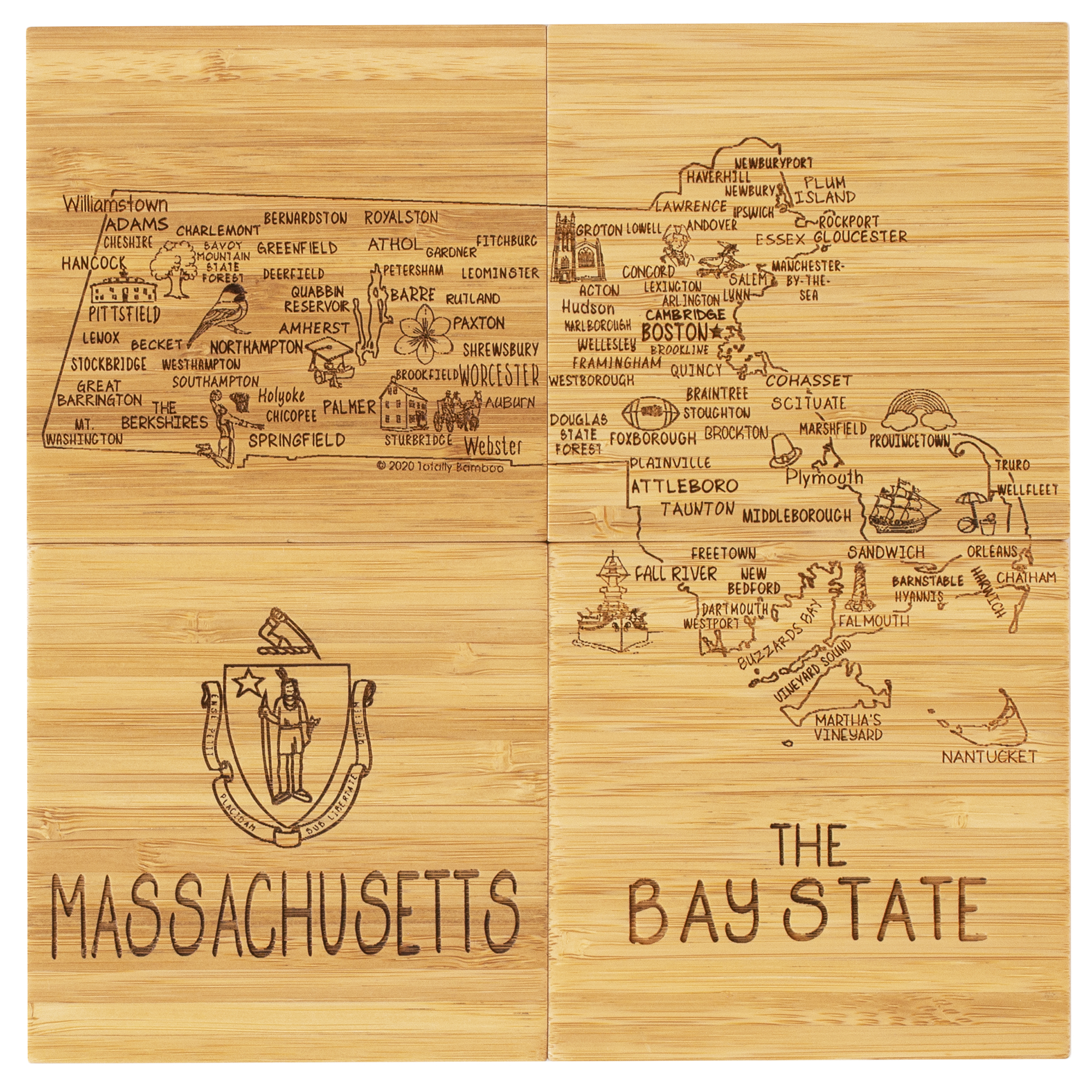 Massachusetts Puzzle Coaster Set 9