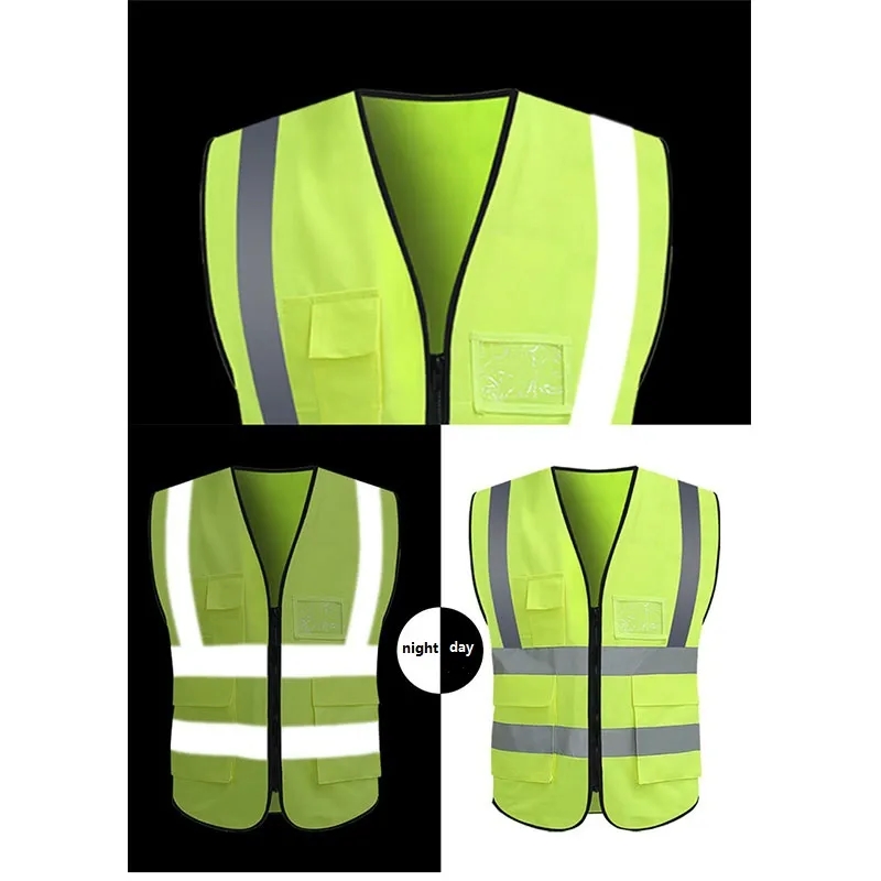 High  Reflective Visibility Vest with Pockets and Zipper 2