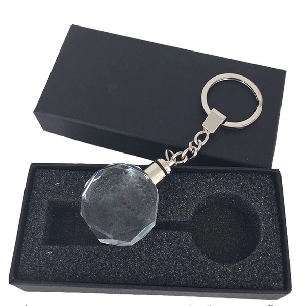 Octagon Shape LED Light Crystal Keychain 4