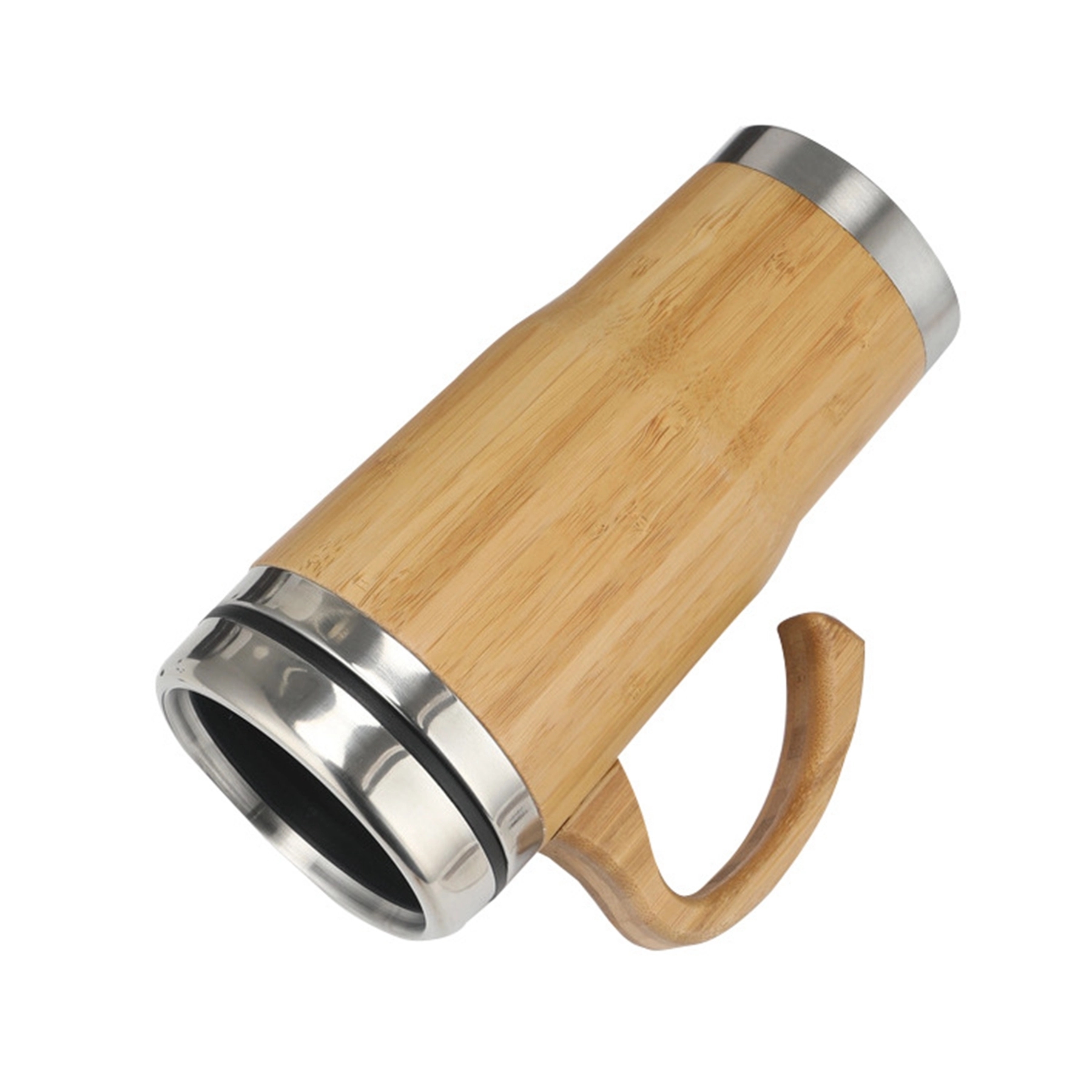 15 OZ Stainless Steel Bamboo Tumbler with Handle 7