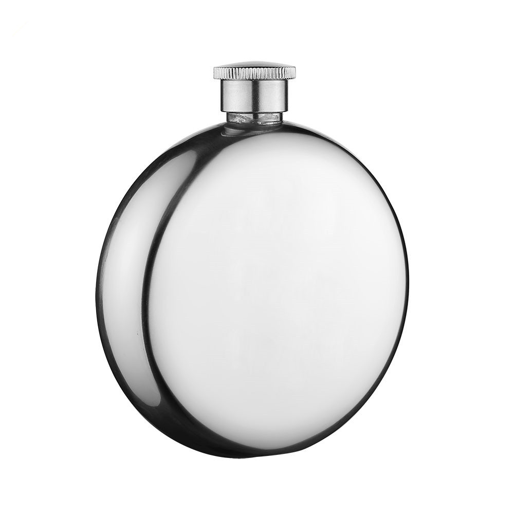 Round Stainless Wine Whisky Steel Flask, custom water bottle with logo imprint 2
