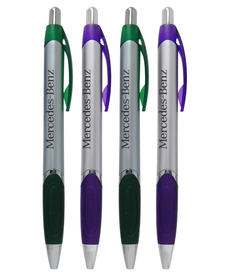 Union Printed "Vages" Silver Barrel Clicker Pen w/ Colored Rubber Grip 3