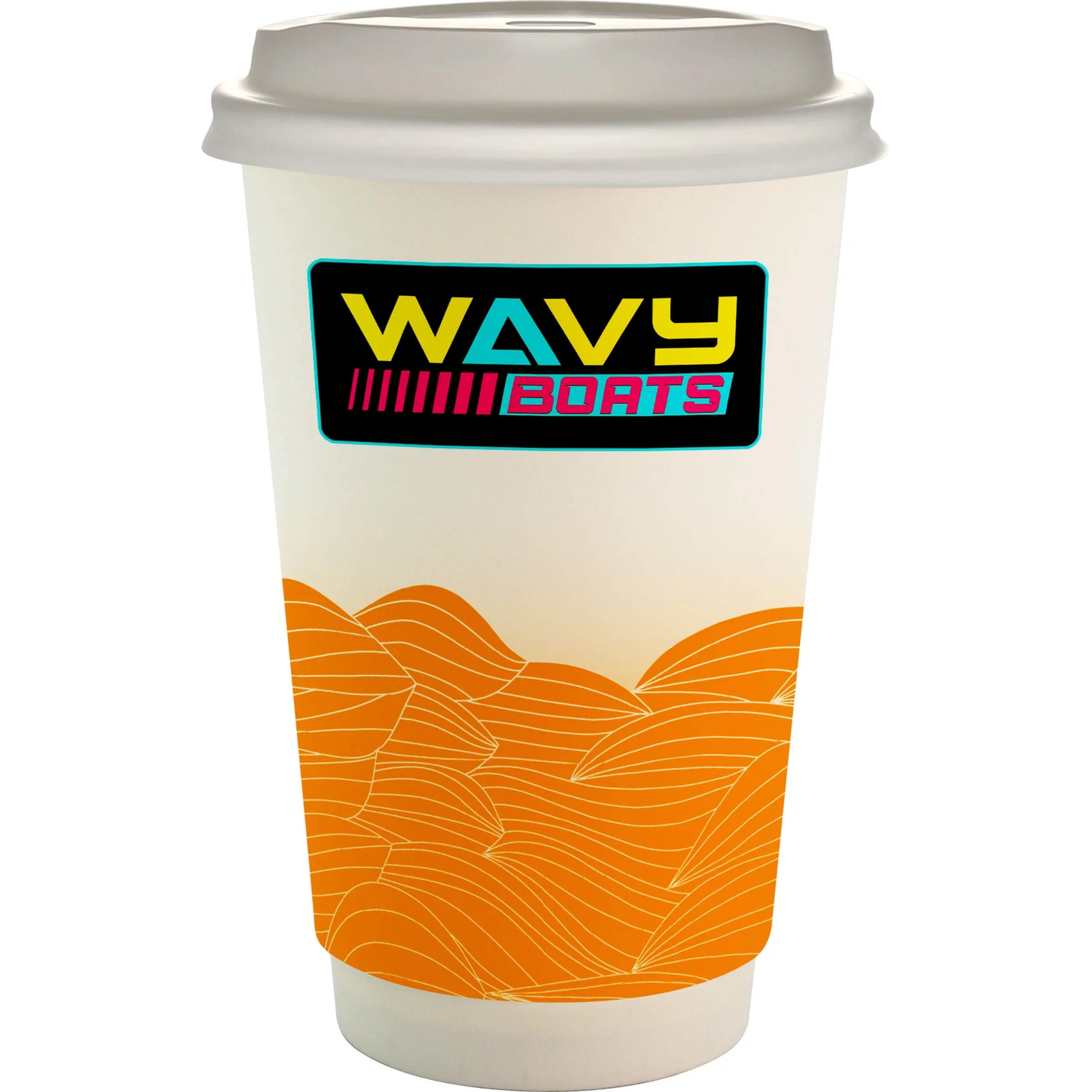16 oz. Full Color Turbulent Waves Paper Cup With Lid 2