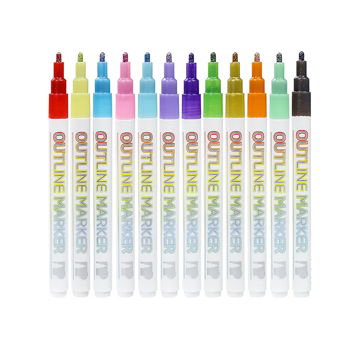 12 Colors Double Line Metallic Markers 5