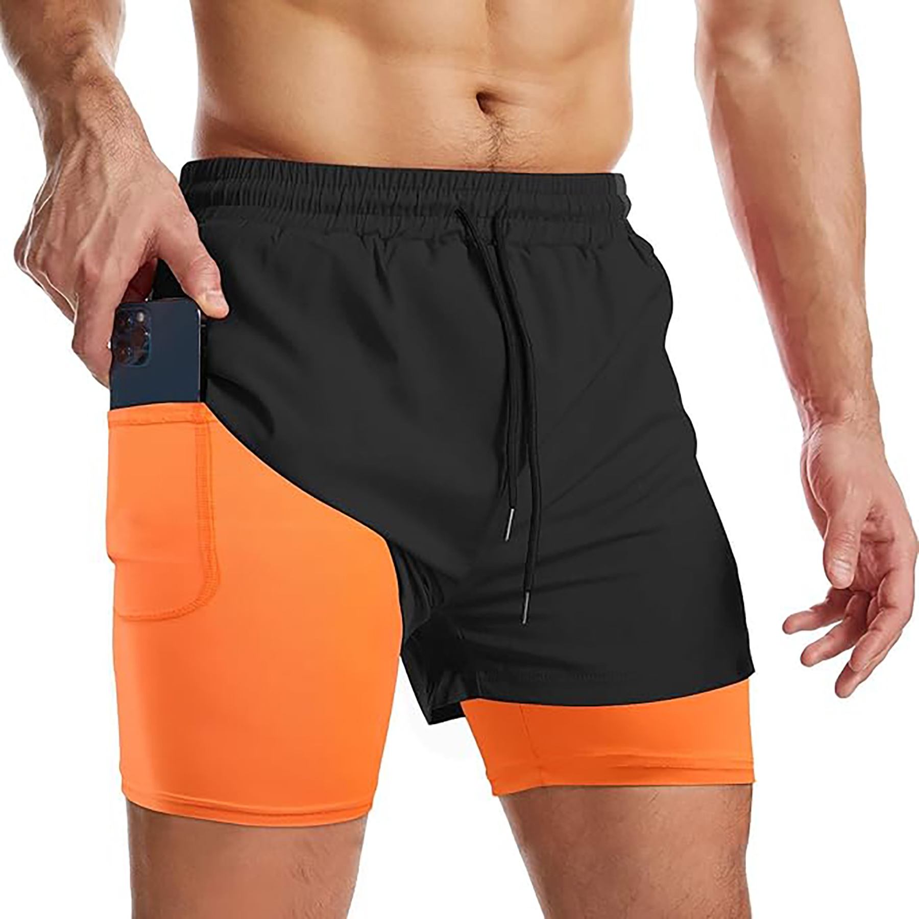 Men's 2 I n 1 Quick Drying Sports Shorts with Lining 17
