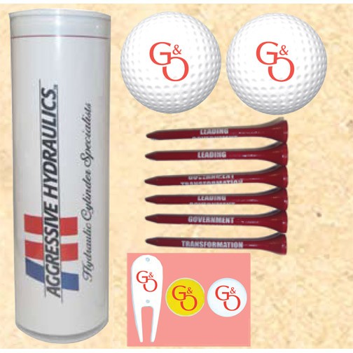 4-Color Image Insert Golf Ball Tube w/ 2 Golf Balls, 6 Tees, 2 Markers & 1 Fixer 1