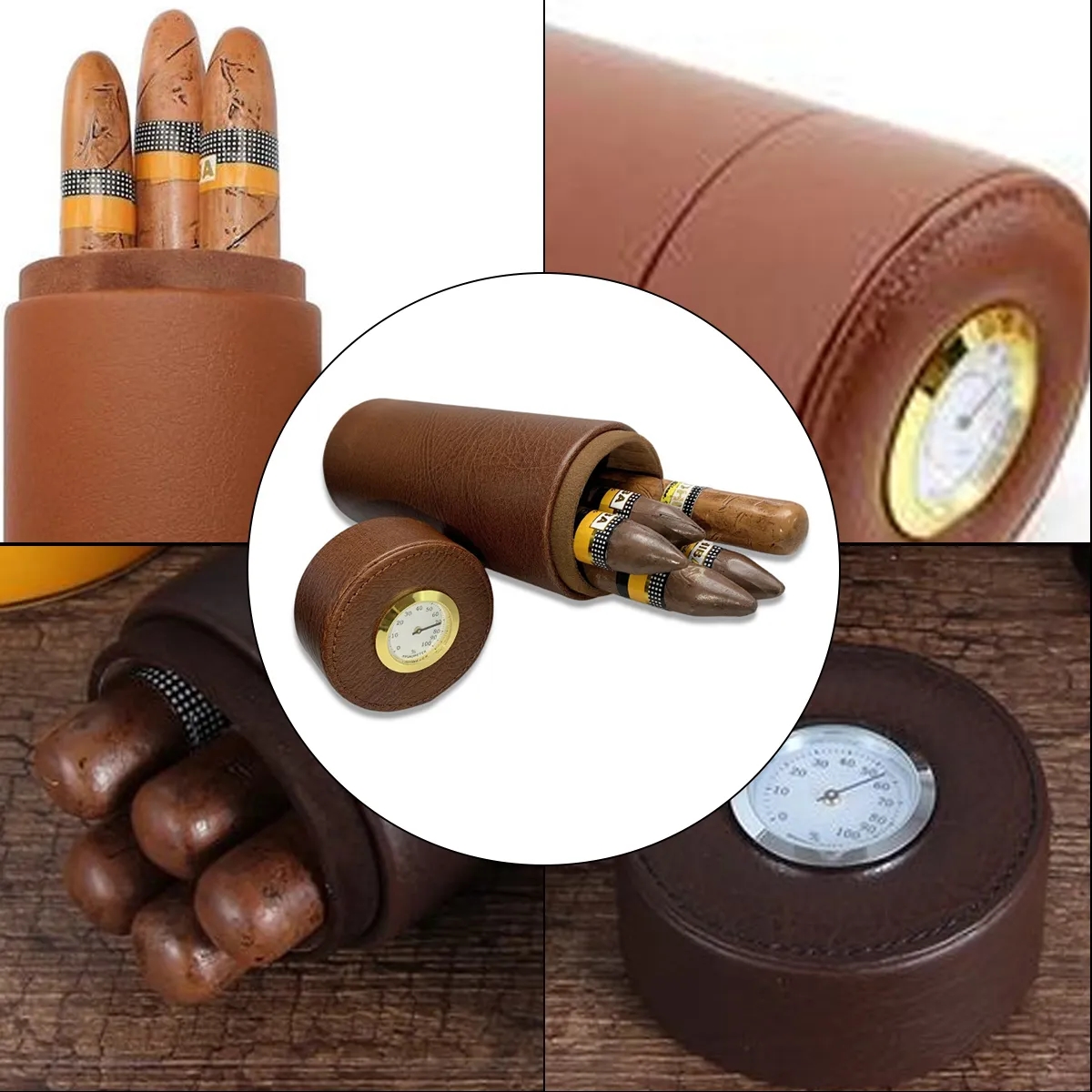 Travel Cedar Cigar Humidor Tube With Hygrometer 4