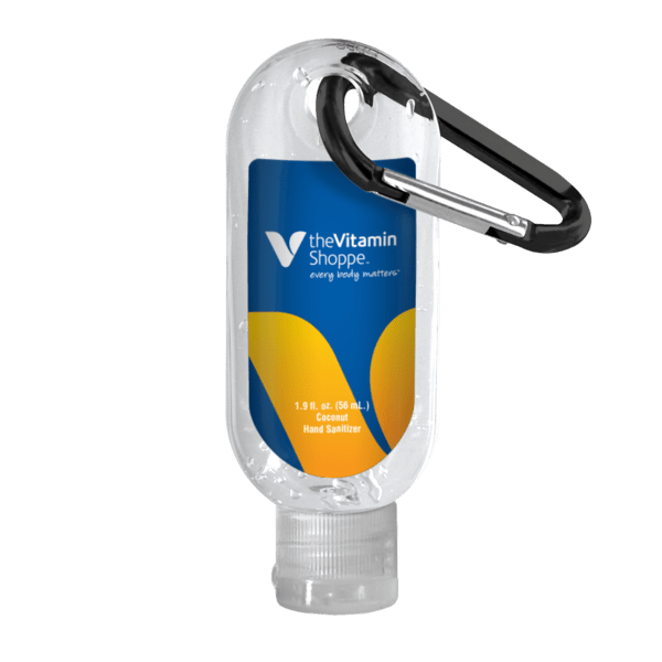 1.9 oz. Clear Sanitizer in Clear Bottle with Carabiner 38