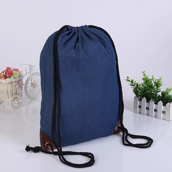15.75"X13.75" Denim drawstring backpacks 3