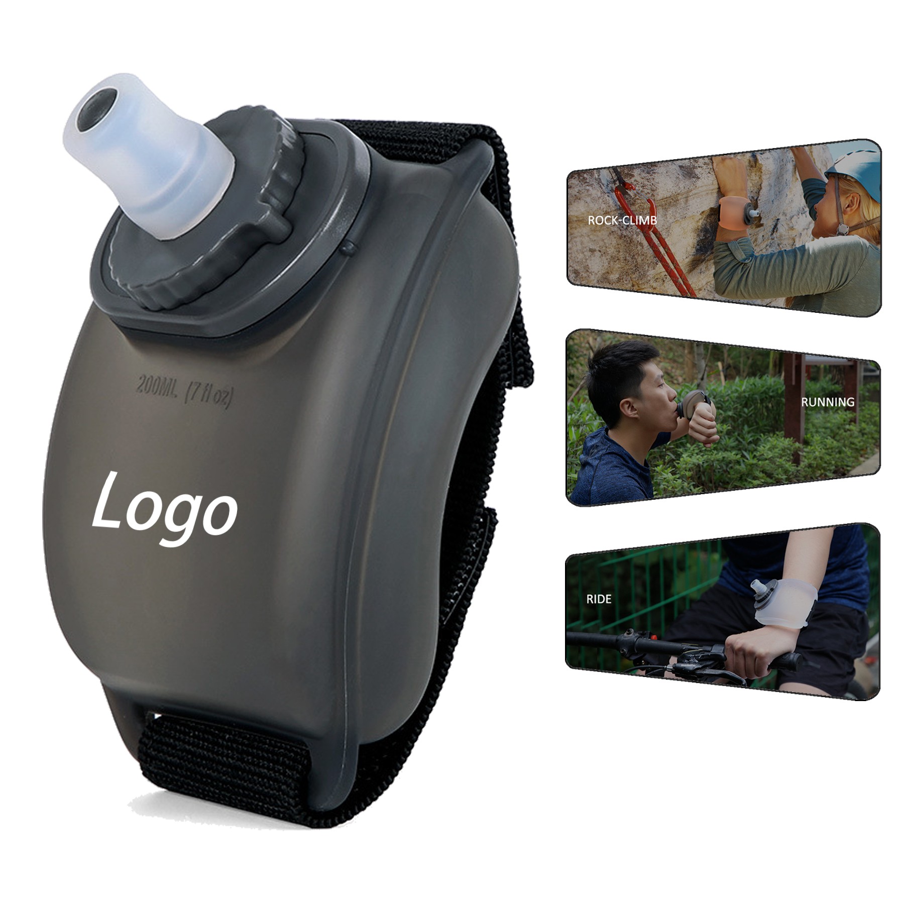 7oz Food-Grade Silicone Wrist Water Bottle