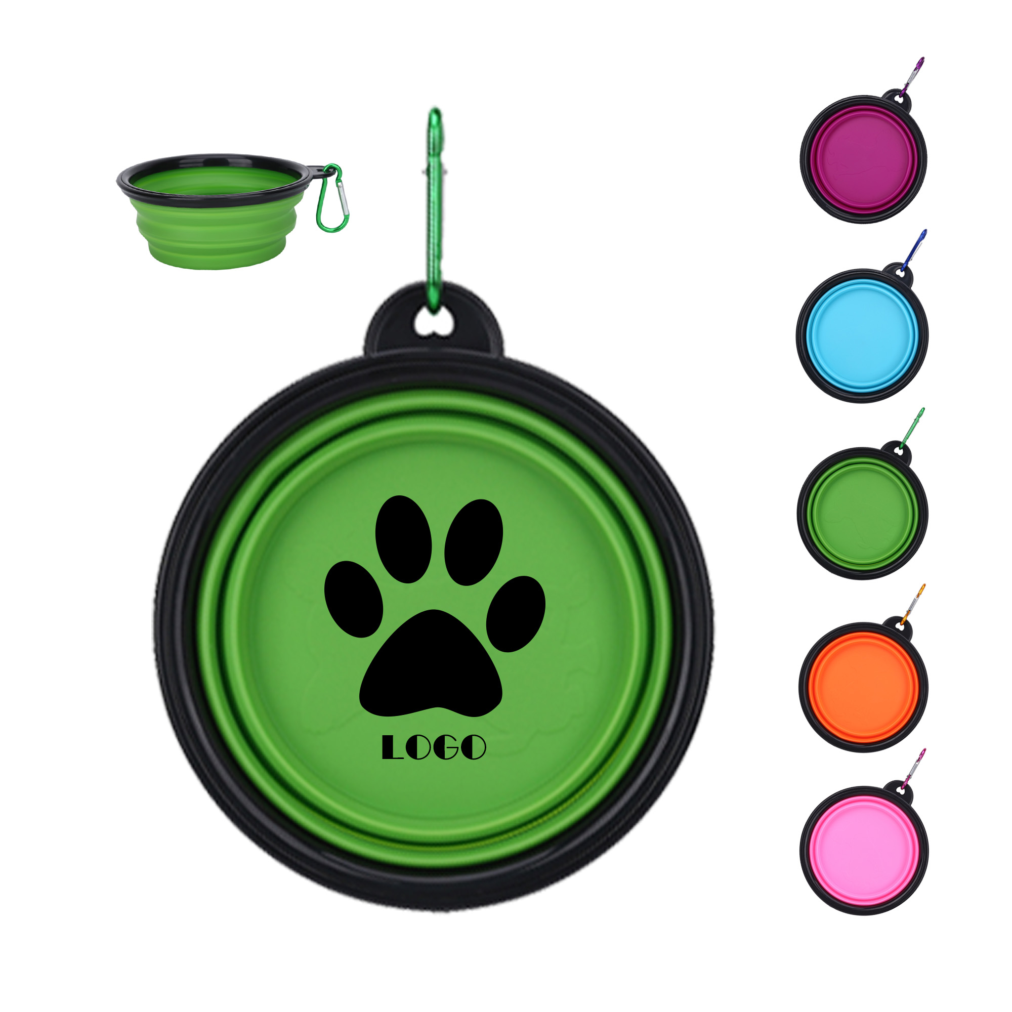 12oz Foldable Collapse TPE Pet Bowl Carabiner 2