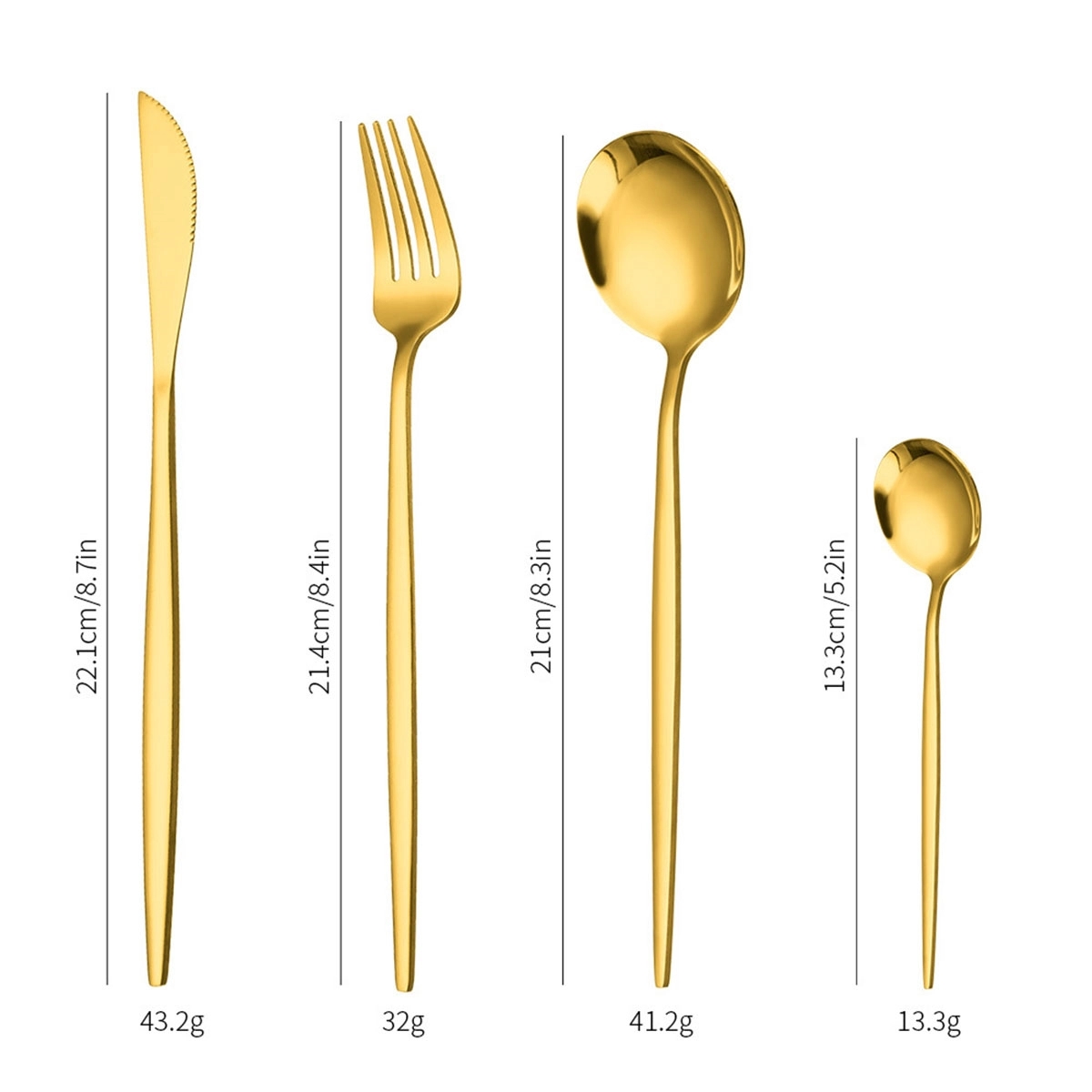 24 Piece Golden Plated Stainless Steel Flatware Set 5