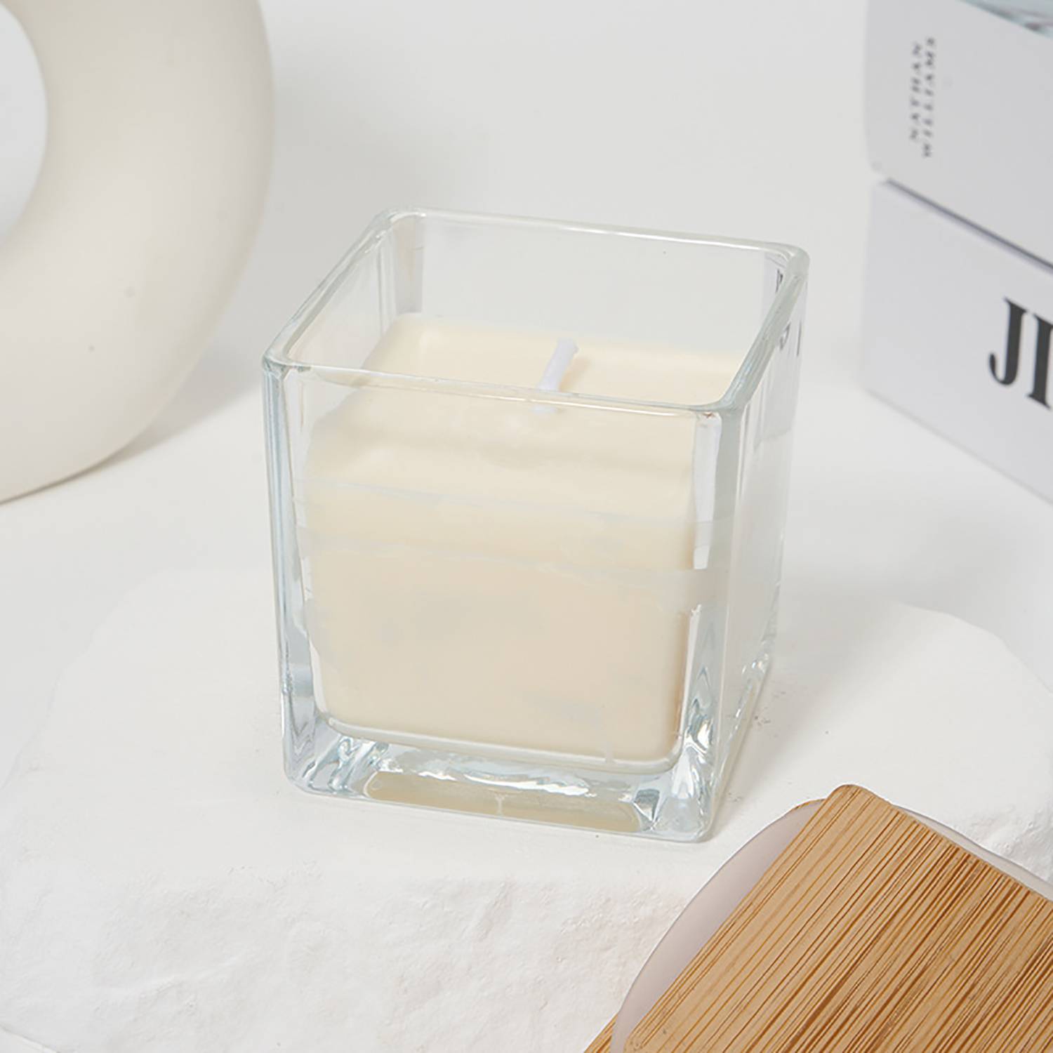 Mini Bamboo Lid Square Soy Wax Scented Candle 5