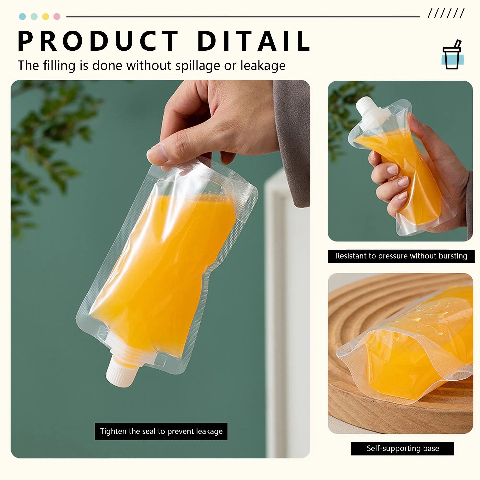 10oz Clear Stand Up Liquid Drinking Spout Bag 10