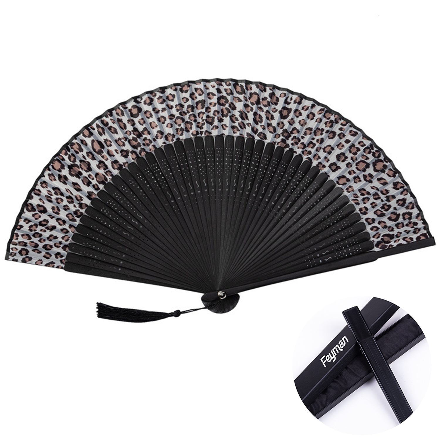 Womens Vintage Folding Hand Fan w/ Tassel 2