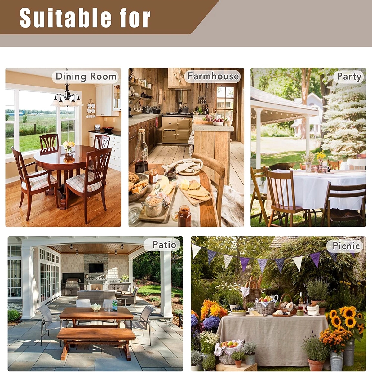 Nature Faux Linen Tablecloths Rectangle 3
