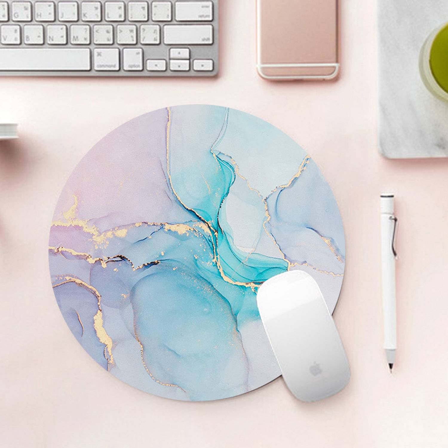 Natural Rubber Anti Slip Marble Circular Mouse Pad 2
