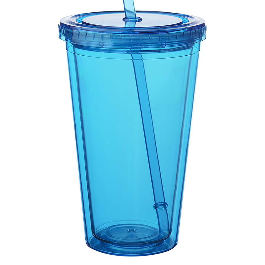 Double Wall Plastic Tumbler - with Straw, 16 oz. 14