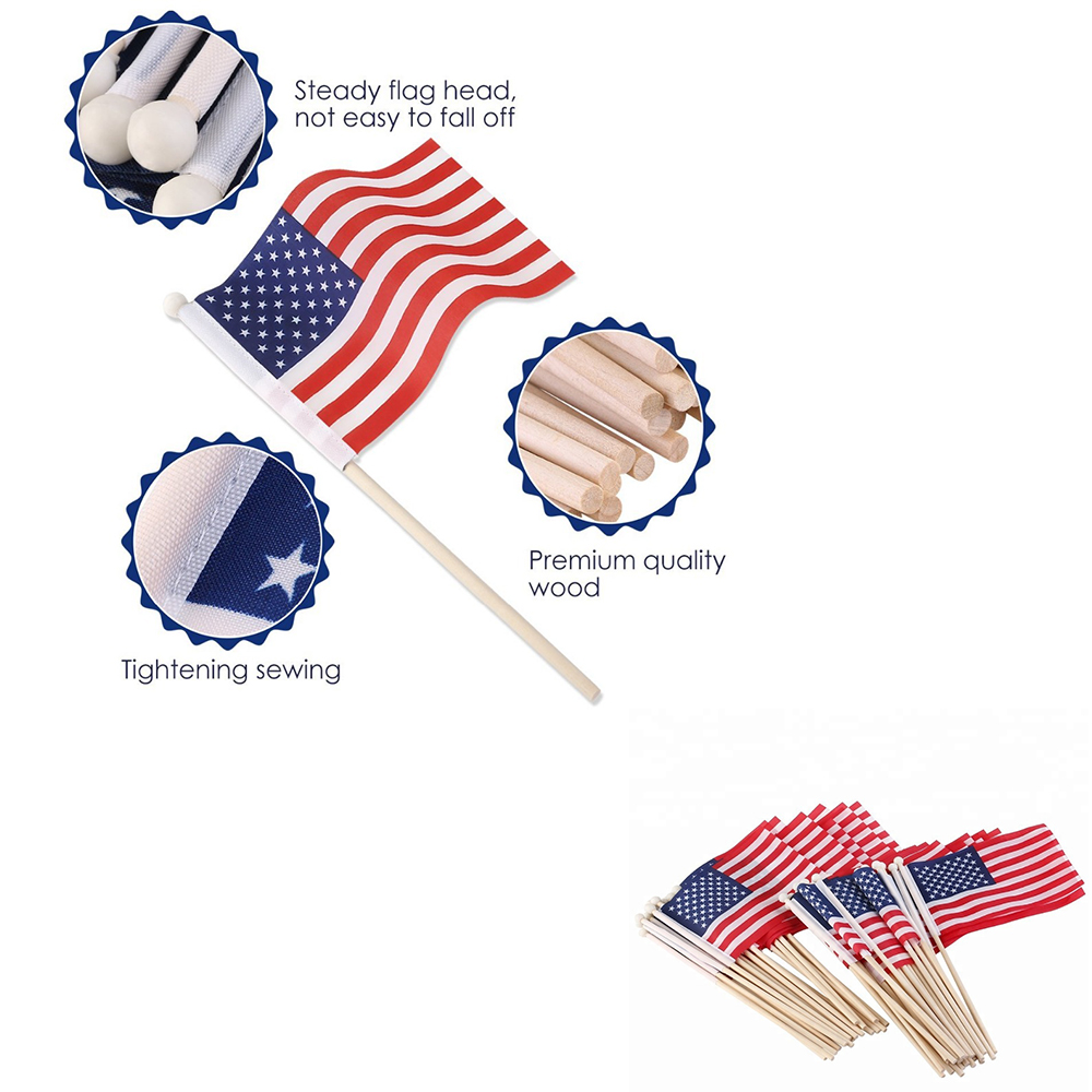 4" x 6" American Flag w/ Wooden Stick 1
